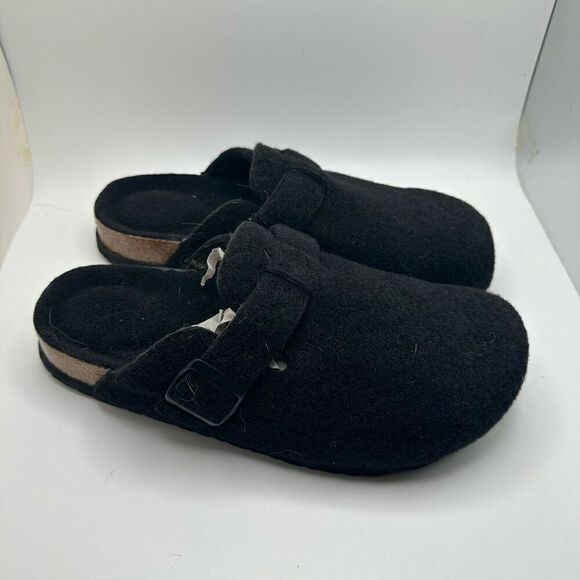CUSHIONAIRE Women's Cork Footbed Clog 8 BLACK WOOL - Picture 1 of 7